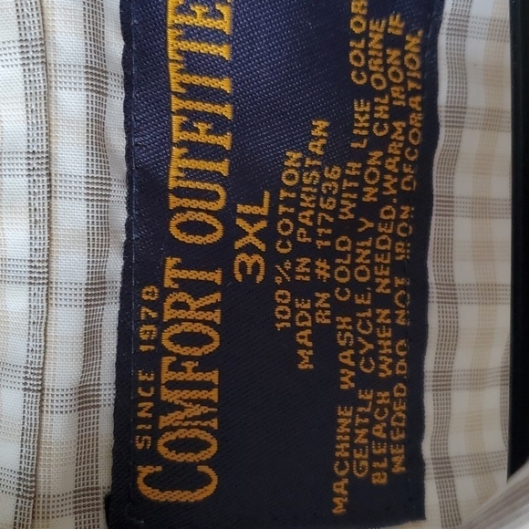 Comfort Outfitter NWT 3XL lt tan plaid SS button down shirt 25$ Retail - Picture 3 of 10